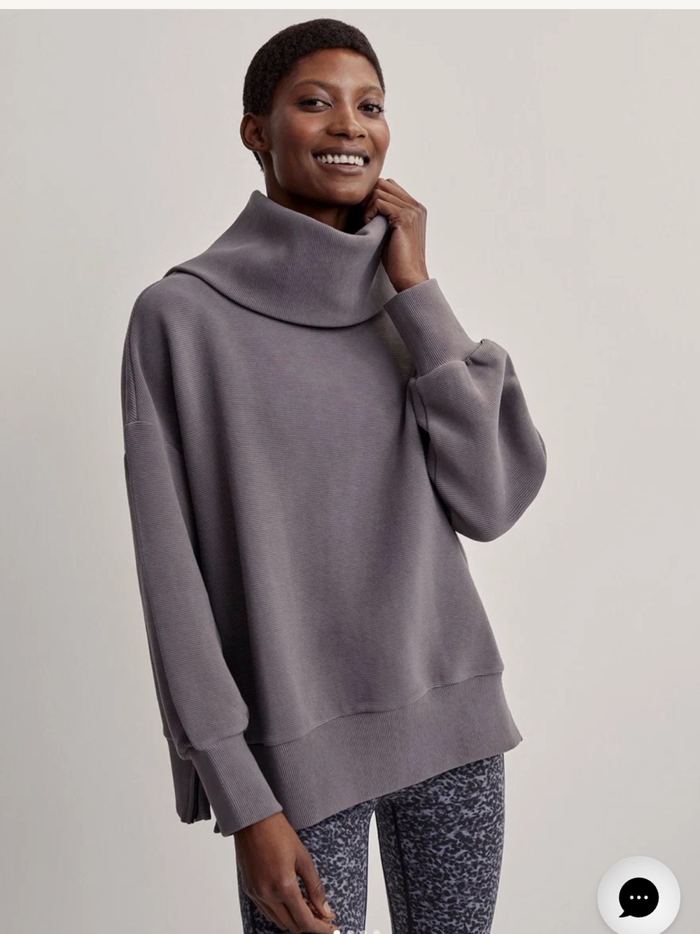 Varley Milton Sweat Charcoal Cowl Neck Sweatshirt